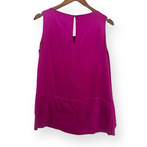 Diane Von Furstenberg Ruffled Caboney 100% Silk Top Blouse Size 6 Pink Fuchsia - Picture 8 of 8